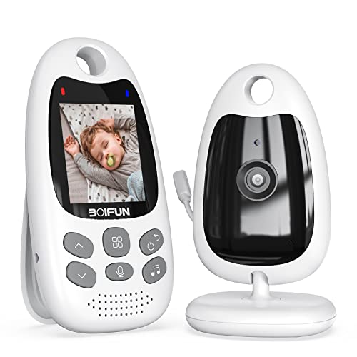BOIFUN Babyphone mit Kamera Tragbares Vox-Funktion Temperatursensor Nachtsicht-Video-Babyfon 2,4 Ghz, Intelligentes Standby Baby Monitor Gegensprechanlage Schlaflieder Lange Akkulaufzeit, 720p