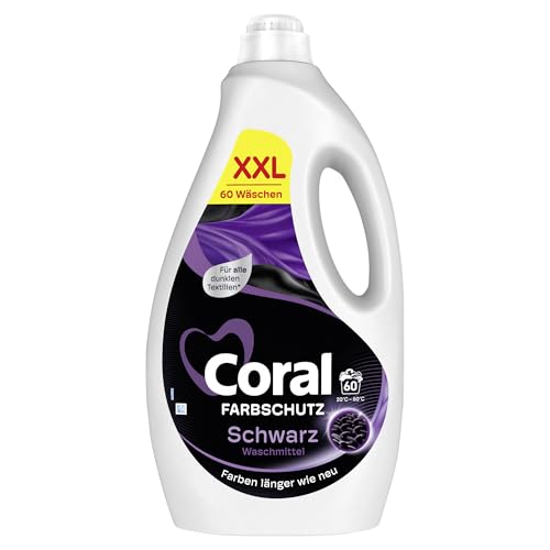 Coral Farbschutz Schwarz Waschmittel Flüssigwaschmittel für Farben länger wie neu XXL 60 WL