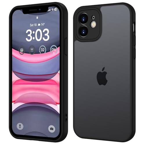 ORDA für iPhone 11 Hülle 6,1 Zoll, Vollständiger Kameraschutz Stoßfest Kratzfest Transluzente Rückseite Schutzhülle, Anti-Fingerabdruck Matt Handyhülle für iPhone 11 (Schwarz)