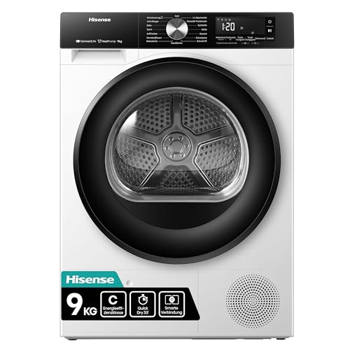 Hisense DH3S902BW3, 9KG, Kondensation mit Wärmepumpe, 16 Programme, ConnectLife, TwinAir, Weiß, EEK C