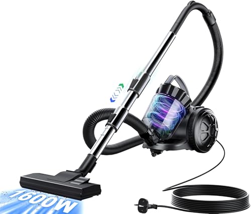 OYLCDI Staubsauger, Bodenstaubsauger, 1600W Beutelloser Staubsauger | 70dB | | HEPA Filter Bodendüse für Parkett, Teppich, Fliesenleistungsstarker