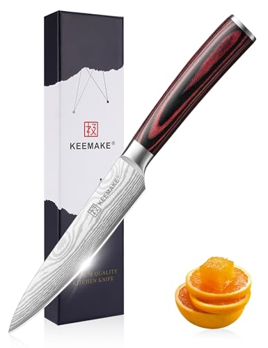 KEEMAKE Küchenmesser Klein Allzweckmesser, 13cm Scharf Gemüsemesser Kochmesser aus Edelstahl mit Klingenschutz, Profi Universalmesser für Tomaten Kartoffeln