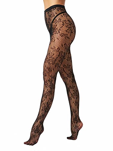 EVERSWE Sexy Elastisch Hohe Taille Strumpfhosen Netzstrümpfe Schenkelhohe Strümpfe Strumpfhosen für Damen (Allover Flower, L-XL)