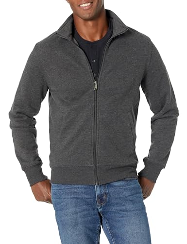Amazon Essentials Herren Fleece-Jacke mit durchgehendem Reißverschluss, Dunkelgrau Meliert, M