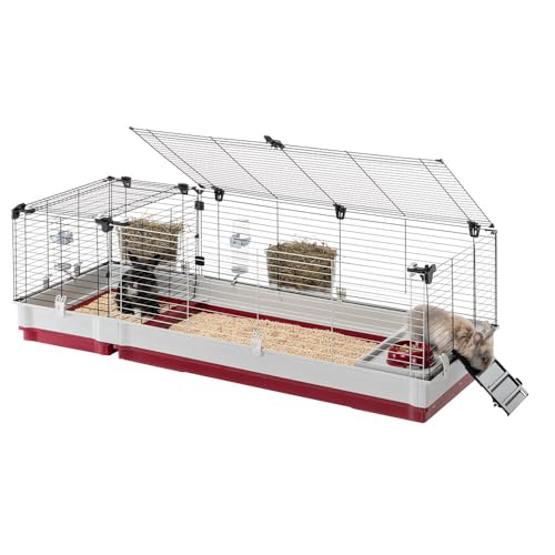 FERPLAST - Meerschweinchen Käfig - Hasenkäfig - Kaninchenkäfig - Häuschen und Zubehör Inklusive - Viel Platz für Kaninchen - Öffnenden & Modular 162 x 60 x h 50 cm - Krolik, 160