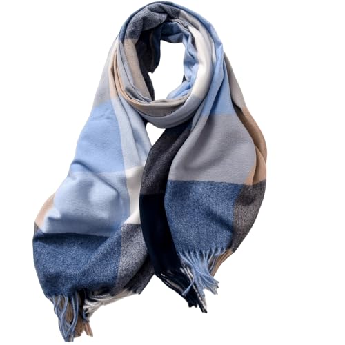 Lykofudi Schal Damen - Winter Warm Karierte Schals, Große Weiche Dicke Tücher Und Wraps Winterschal Damenschal Frauen Deckenschal Halstuch Mit Quasten 200×65 CM