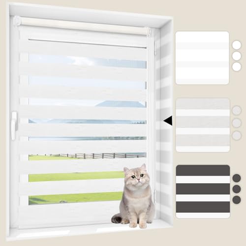 FANFX Doppelrollo Klemmfix ohne Bohren Natürliche B35 x H100cm (Stoffbreite 31cm),Lichtdurchlässig und Verdunkelnd Duo Rollo,Seitenzugrollo für Badezimmer, Schlafzimmer, Wohnzimmer Fenster und Tür