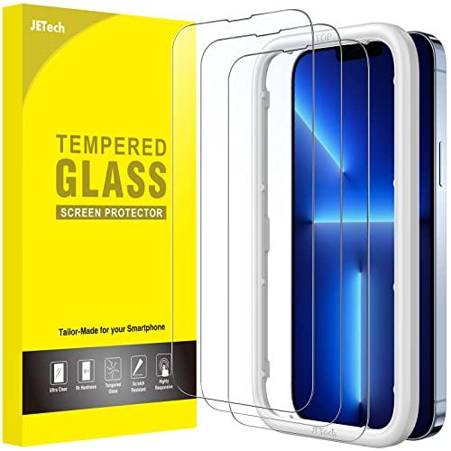 JETech Full Screen Schutzfolie für iPhone 13 Pro Max 6,7 Zoll, Gehärtetes Glas Displayschutz mit Einfaches Installationswerkzeug, Hat Keinen Einfluss auf die Hülle, Panzer HD Klar, 3 Stück