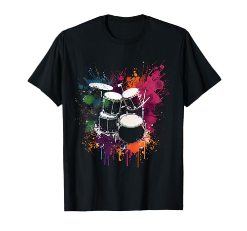Schlagzeug Trommeln Bunt Musiker Geschenk für Schlagzeuger T-Shirt