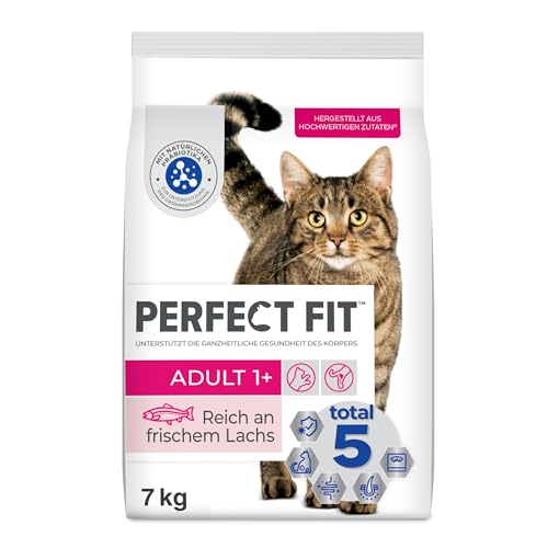 PERFECT FIT Adult Trockenfutter für erwachsene Katzen ab 1 Jahr - Lachs, 7 kg (1 Beutel)