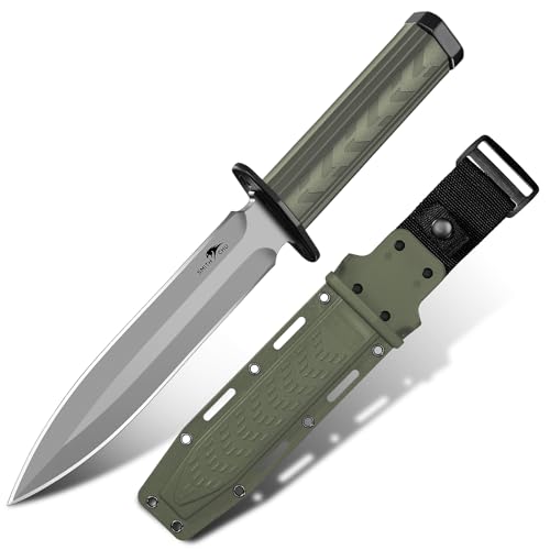 SMITH CHU Survival Messer Feststehend, Outdoor Messer für Trekking Camping, Kydex Scheide mit Schleifstein, Ergonomischer Griff, Grün Bushcraft Ausrüstung, Geschenke für Männer
