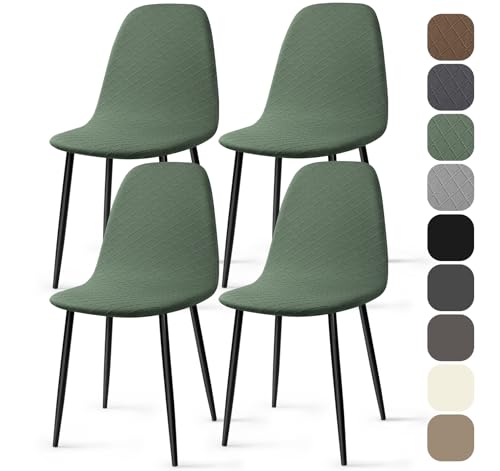 BalladHome Stuhlhussen 4 Stück Universal Stretch Stuhlbezug Jacquard Hussen für Stühle Abnehmbare Waschbar Esszimmerstühle Bezug Hussen für Küchenstühle Hotel Bankett (Grün, 4 Stück)-KL