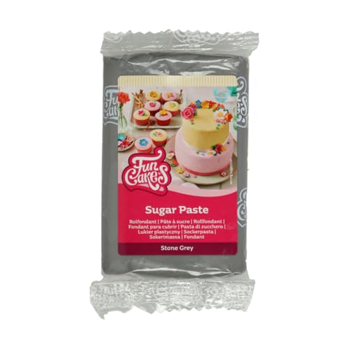 FunCakes Rollfondant Stone Grey: Einfach zu verwenden, glatt, flexibel, weich und biegsam, perfekt zum Dekorieren von Kuchen, halal, koscher und glutenfrei, 250 g