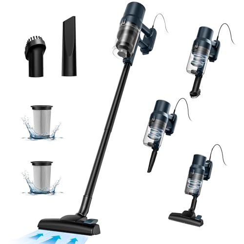 SINCHEREU Kabelgebundener Staubsauger mit 21 KPa Tragbarer Staubsauger, Leistungsstarke Saugkraft, 6-in-1 Verstellbarer, Leichter Stabstaubsauger mit HEPA-Filter für Hartböden & Teppich