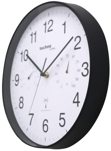 Technoline WT8945 Funkwanduhr mit Temperaturanzeige und Luftfeuchteanzeige, 30 cm, schwarz