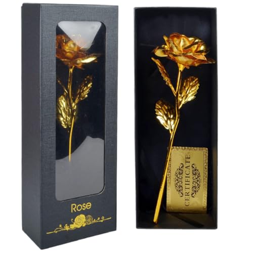 ZEPIQOR Gold Dipped Gold Rose, Infinity Flower Decor Hand Getaucht in Romantische Rose Geschenke für Frauen In Ihrer Frau Freundin Geburtstag Geburtstag Valentines Muttertag Weihnachten（Blackbox）