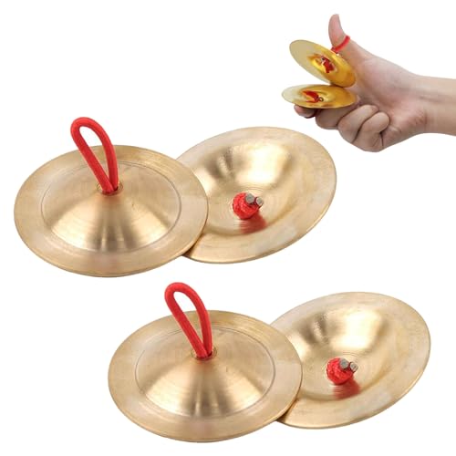 SOGHO 2 Paar Fingerbecken, Fingerzimbeln, Zimbel, Zimbeln, Instrument, Instrumente, Fingerbecken aus Messing, Gold, Für Musikinstrumente - Bauchtanz und Rhythmus-Maker für Tänzer auf Partys