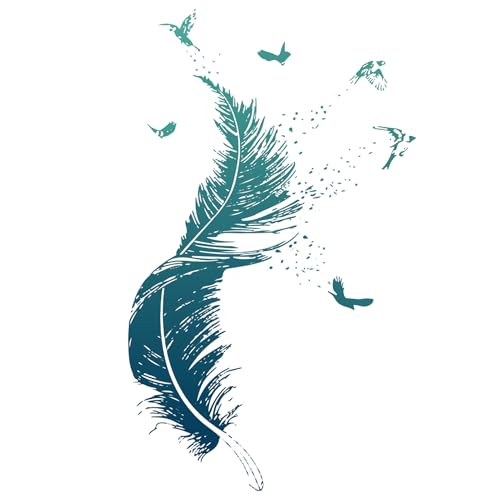 Wandtattoo Feder Wandsticker Blau, wandtattoo wohnzimmer wandtattoo schlafzimmer selbst klebend modern Sprüche Vogel wall decor wandaufkleber wohnzimmer Wandbilder 30 x 90 cm für Windows Tür Möbel