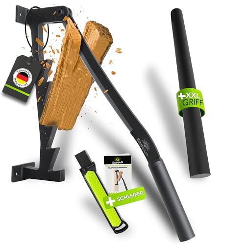EMHAP© Holzspalter manuell – EXTRA STARKER Holz Spalter zum Holz Spalten auf Hackklotz – inkl. Schärfer & verlängerter Hebel – Kindling Splitter & Woodsplitter für Anzündholz