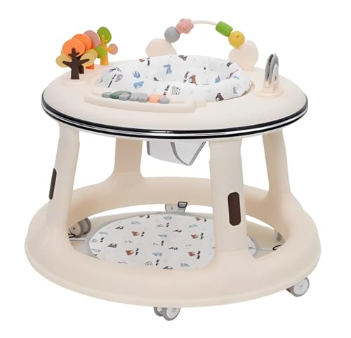 Lauflernhilfe, Baby Walker Höhenverstellbar mit 360° Drehbares Sitzkissen,Überrollsicherer Lauflernwagen mit Leisen 360°-Laufrädern, Musikablage und Spielcenter,Gehfrei Baby von 9 bis 18 Monaten