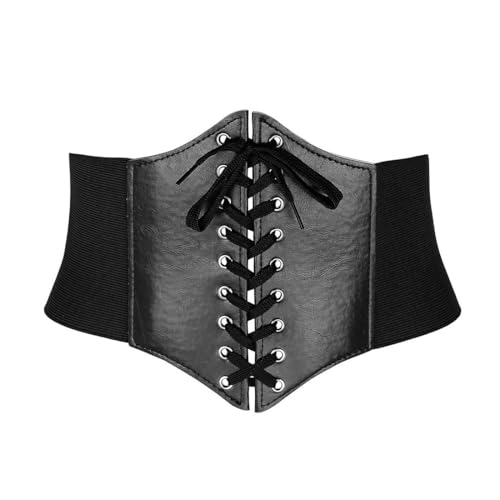 COYUN 1 pcs Korsett Damen, Schwarz Taille Piratenkostüm Gürtel, Damen Elastischen Korsett, Halloween-Kostüm, Corset Belt, Pirat Breit Corsett, Retro Leder Corsage Frauen, Schnürkorsett