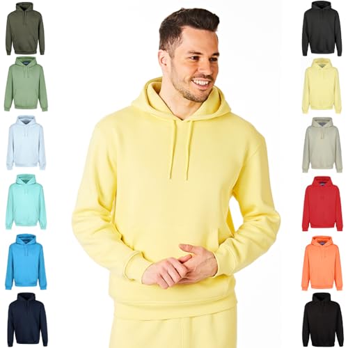 RIPT Essentials RCSWT763 Herren Kapuzen-Soft-Touch-Loungewear-Hoodie-Sweatshirt-Oberteil, Gelb, L