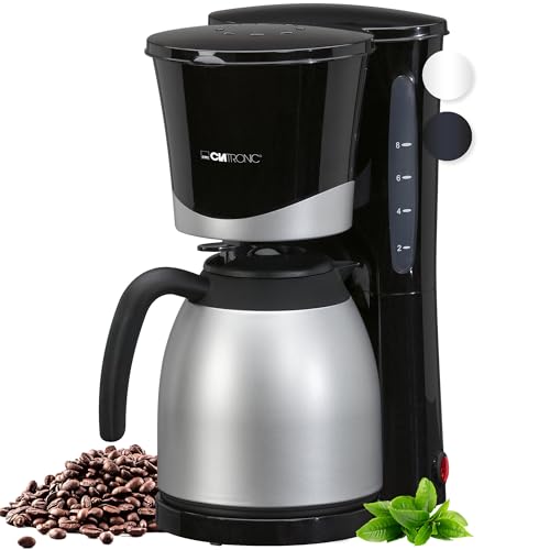 Clatronic® Kaffeemaschine mit Thermoskanne | für 8-10 Tassen Kaffee | kein Temperaturverlust | Filterkaffeemaschine | 1 Liter | Coffee machine | Filterkaffeemaschine mit Thermoskanne | KA 3327 schwarz