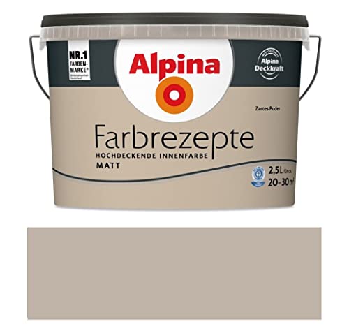 Alpina Farbrezepte Innenfarbe – Zartes Puder matt – Wandfarben für einzigartige Farbwirkungen und Raumstimmungen – atmungsaktiv, tropfgehemmt und strapazierfähig – 2,5L