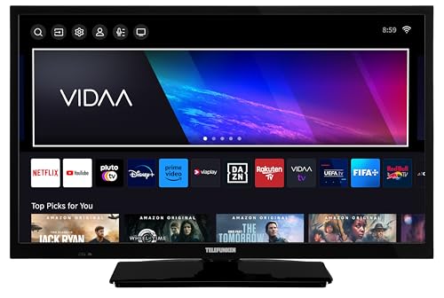 TELEFUNKEN Fernseher 24 Zoll Smart TV VIDAA XH24VP550M HD Fernseher, HDR TV mit integriertem Triple-Tuner, LED TV schwarz