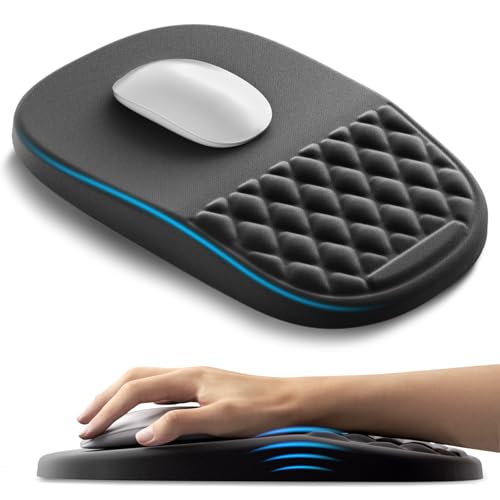 AUEDROT Ergonomisches Mauspad mit Gelkissen 2-in-1 Mousepad mit Handauflage, Memory-Schaum Mouse Pad mit Massage-Noppen & Rutschfester PU-Basis, Geeignet für Büro und Gaming, Als Geschenk, Schwarz