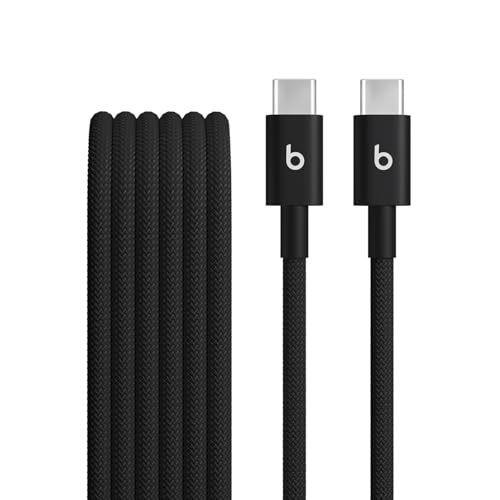 Beats USB-C auf USB-C Gewebtes Kabel, schnelles Laden, langlebiges und verwicklungsfreies Design, Kompatibles Ladegerät für Apple und Android-basierte Produkte (1,5 m) – Power-Schwarz