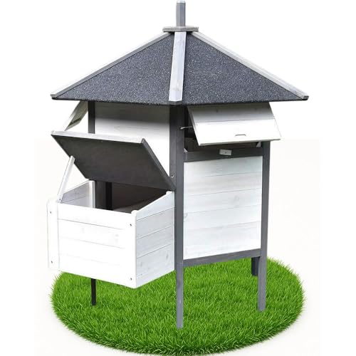 Melko Hühnerstall 6-Eck Hühnerhaus 131x125CM Hühnervoliere aus Holz Geflügelstall mit wasserdichter Dachpappe inkl. Nestbox | für 5-8 Hühner |