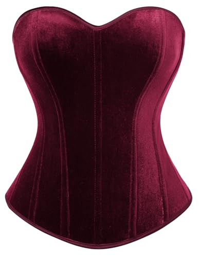 SCARLET DARKNESS Damen Vampir Corsagen Weste Lace Up Shapewear Wikinger Hexen Korsett Rotwein 48