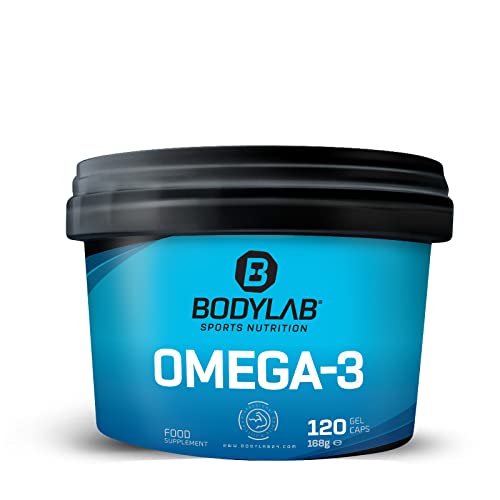 Bodylab24 Omega-3 Kapseln 120 Stück, mit 360mg Eicosapentaensäure (EPA) und 240mg Docosahexaensäure (DHA), mit wertvollen Fettsäuren als Triglyceride zur Anreicherung der täglichen Ernährung