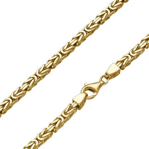 SchmuckForever Vergoldete 4mm Königskette 925 Silber massiv - Länge Wählbar Gold Vergoldet Collier Halskette oder Armband (19)