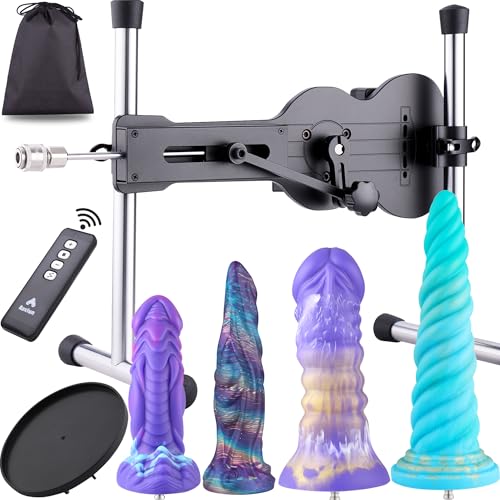 Sinloli Sexmaschine, ferngesteuerte Ukulele Stoßmaschine, Dildo-Stoßmaschine aus Silikon für Solo und Paar, mit Fantasy-Silikon-Dildo-Aufsätzen, Dildo-Sexspielzeug