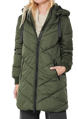 JDY Damen Steppjacke JDYSkylar Padded gesteppter Parka mit Kapuze 15207784 Forest Night/Black L