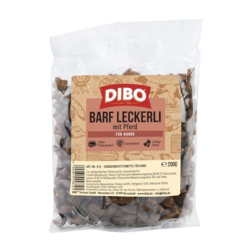 DIBO Barf-Leckerli mit Pferd - der perfekte Trainingssnack im 200 g Beutel