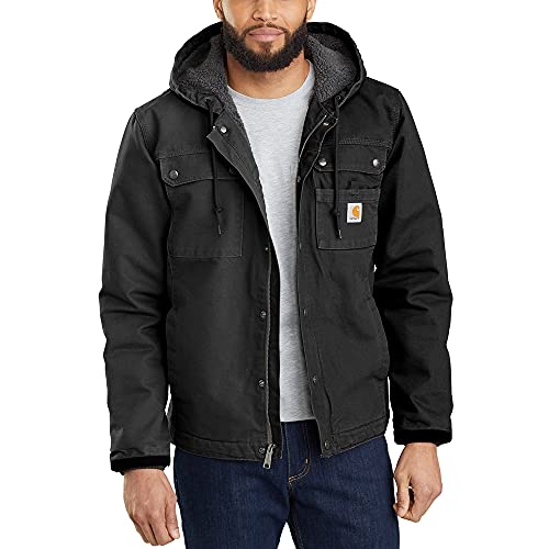 Carhartt, Herren, Lockere Arbeitsjacke aus ausgewaschenem Segelleinen mit Sherpa-Futter, Schwarz, M