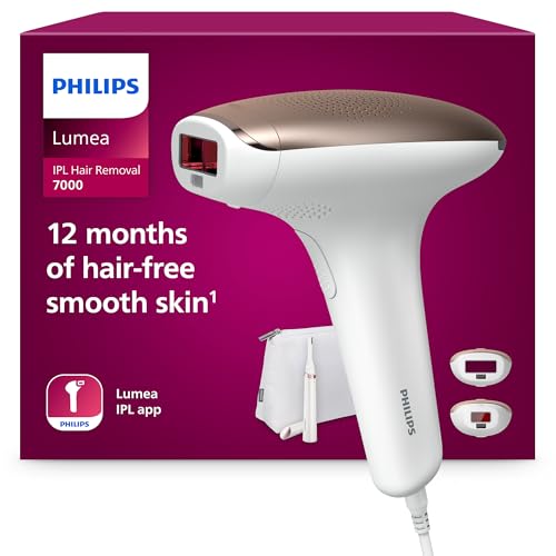 Philips Lumea IPL 7000 Series Haarentfernungsgerät – Alternative zur Laserhaarentfernung – 2 Aufsätze für Körper & Gesicht, inkl. Korrekturtrimmer (BRI921/00)