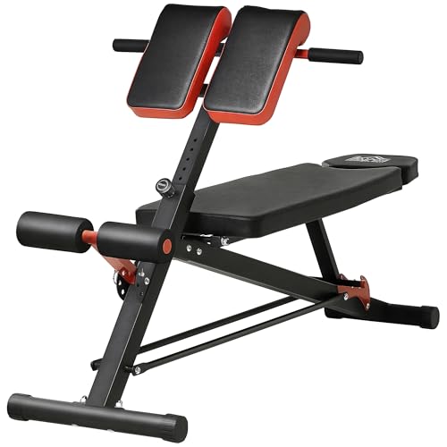 HOMCOM Hantelbank Fitnessbank Schrägbank Multifunktion Bauchtrainer Verstellbar Stahl Schwarz 64 x 146 x 73,5-85 cm