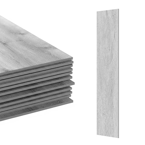 Relaxdays PVC Bodenbelag selbstklebend, 5m²/36 Stück, Holzoptik, Bad, Küche, Klebefliesen 91x15cm rutschfest, hellbraun