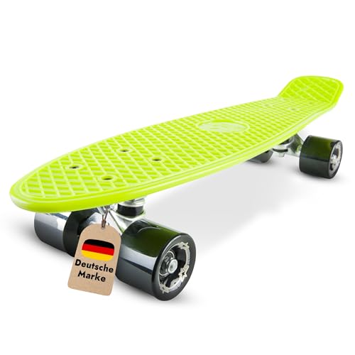 BIKESTAR Vintage Retro Cruiser Skateboard 60mm für Kinder und Erwachsene auch Anfänger ab ca. 6-8 Jahre | Grün & Schwarz