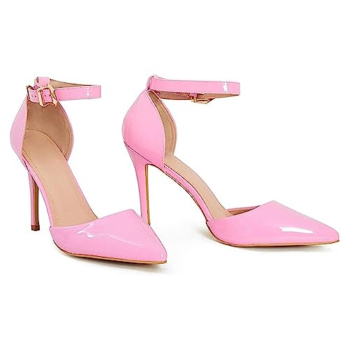 Gizelle Damen Knöchelriemen Pumps, Rosa Lackierung, 42 EU
