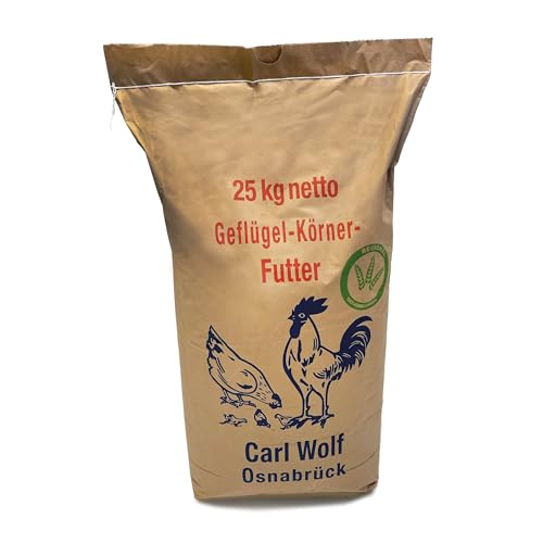 Carl Wolf - Geflügelkörnerfutter - 25 kg - Natürliche Premium-Qualität für gesundes Geflügel - Hühner - Enten - Regional - Naturbelassen - Ohne Gentechnik