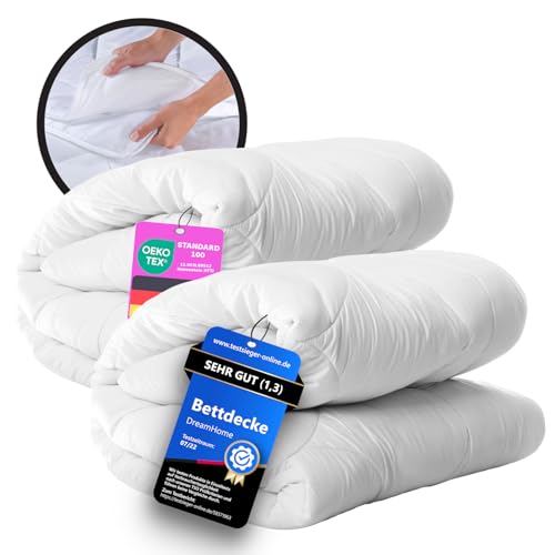 DreamHome 4 Jahreszeiten Bettdecken 135 x 200 cm - Oeko-TEX zertifizierte, anpassbare Steppdecke 135x200cm - Vier-Jahreszeiten-Bettdecke - Sommerdecke + Winterdecke Kombi Ganzjahresdecke