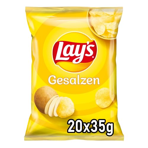 Lays Gesalzen - Knusprig gesalzene Kartoffelchips für eine gelungene Party - 20 x 35g