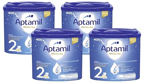 Aptamil Abendfläschchen, Folgemilch nach dem 6. Monat, Baby-Milchpulver (1 x 400 g) (Packung mit 4)