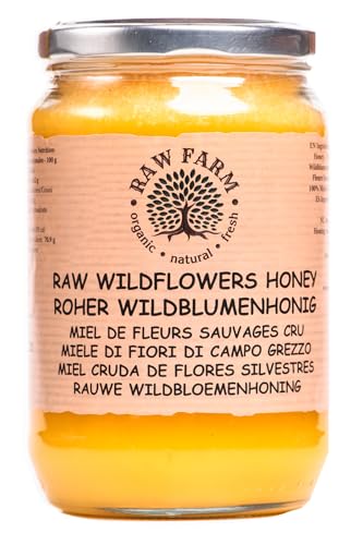 900g Reiner, Roher Wildblumen Honig 100% natürlich – ungefiltert, unerhitzt, nicht pasteurisiert, direkt aus dem Bienenstock - Raw Farm