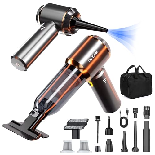 DiliDala Handstaubsauger Akku, 25000PA Autostaubsauger Akku, Handstaubsauger Kabellos,3-Gang 220000 U/min Elektrische Staubgebläse Druckluft für Auto, Küche, Sofa, Büro Tierhaar Reinigung